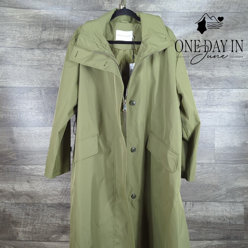 Rebecca Minkoff Oversized Trench Coat Olive NWT Missing Belt $228 Size L